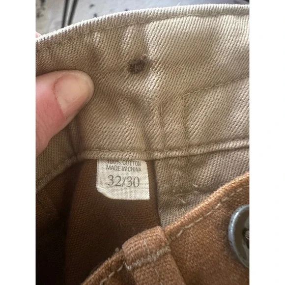 VINTAGE RRL Ralph Lauren Men Ochre Brown Canvas Cinch Back Work Trousers 32x30